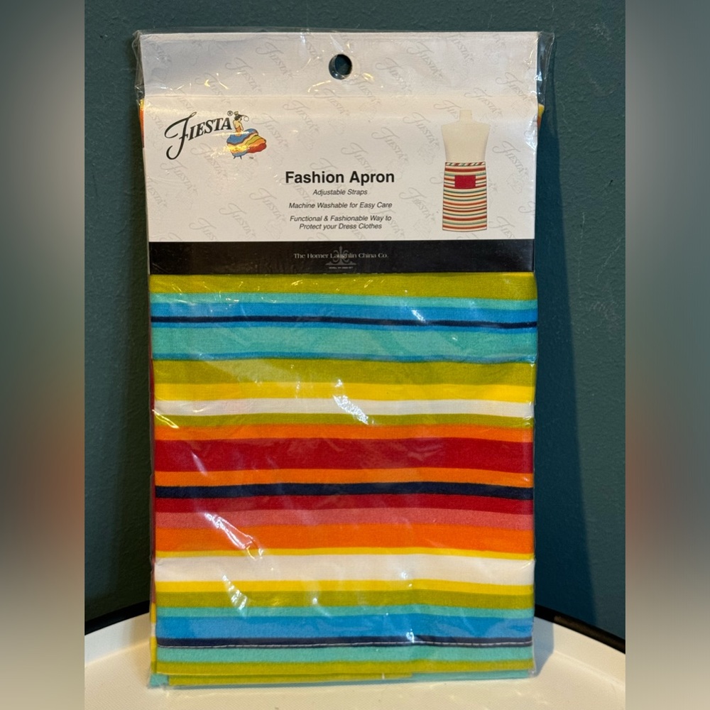 NIP Fiestaware Waist Kitchen Chefs Apron - multicolor Stripes